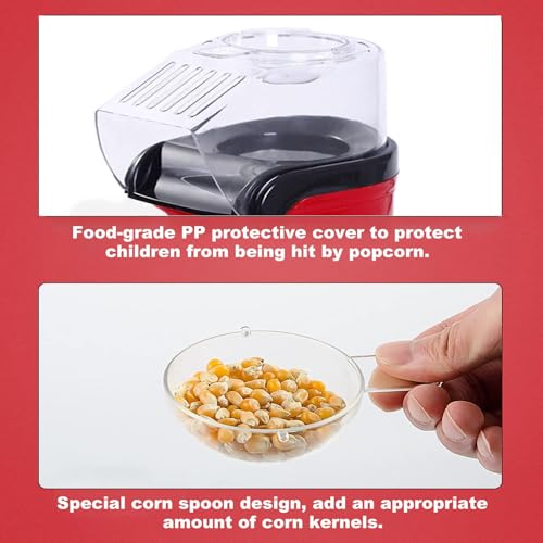 Portable Popcorn Maker, Hot Mini Air Popper 3 Minutes Fast Making, Healthy Oil Free Smart Popper Gift Set, mall Popped Machine with Measuring 12 OZ Cup BPA Free
