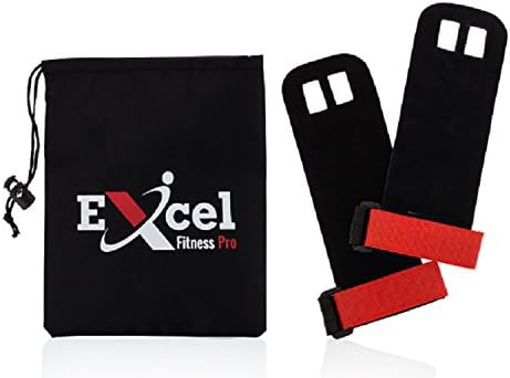 Gymnastics and CrossFit Hand Grips Bright Colored Straps with a Textured Leather Grip Seven Bright Colors Available One Pair with a Nylon Bag and a 100%! (Medium/Red)