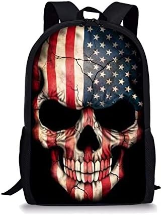 American Flag Skull Travel Laptop Backpack | Business Anti -Theft Slim Durable Laptop Bookbag Cool Fashion Shantou
