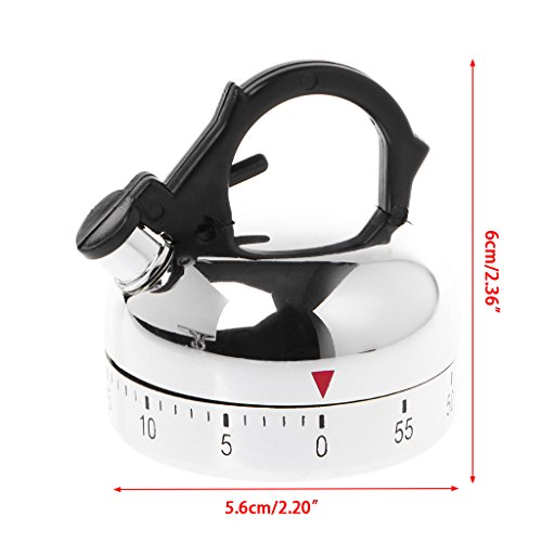 Qisuw Kitchen Cooking 60-Minute Countdown Mechanical Alarm Timer Clock Kettle Shape
