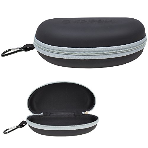 Waterproof Sunglasses and Eyeglasses Case - Durable, Hard EVA Zippered Glasses Holder with Back Pack Clip - Grey - by Splaqua
