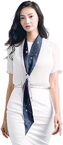 PEXIPOSH 100% Mulberry Silk Scarf Double Layer Twilly Scarf,8x178cm