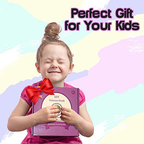 Kids Clock with Diamond Art Unicorn - DIY Diamond Painting Kits for Kids, Adults - Arts and Crafts for Girls and Boys Ages 6 7 8 9 10 11 12 Year Old - Build and Paint Your Own Unicorn