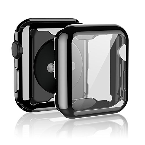 Haojavo Case for Apple Watch Series 3 42mm Screen Protector, 2 Pack iWatch PC Overall Protective Case TPU HD Clear Ultra-Thin Cover for Apple Watch Series 3 42mm Accessories