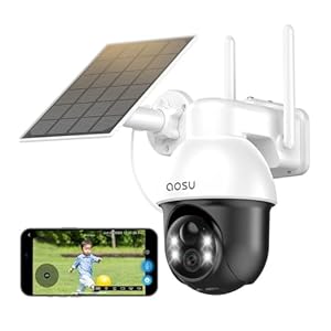 aosu 防犯カメラ 屋外 ソーラー 5000mAhバッテリー内蔵 300万高画素 4灯搭載 IP65防水 Alexa対応