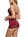 Avidlove Women Lingerie Lace Chemise Sleepwear Babydoll Set Mini Dress Dark Red XXL