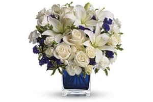 THE SHOPSTATION Blue Sympathies Bouquet - Same Day Sympathy Flowers Delivery - Sympathy Flower - Sympathy Gifts - Send Online Sympathy Plants & Flowers
