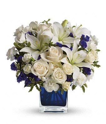 Blue Sympathies Bouquet - Same Day Sympathy Flowers Delivery - Sympathy Flower - Sympathy Gifts - Send Online Sympathy Plants & Flowers (Best Funeral Flower Arrangements)