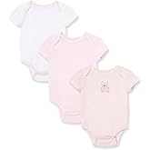 Little Me Clothes for Baby Girls’ 3-Pack 100% Cotton Bodysuits with Full Snap Closures, Baby Essentials, Newborn to 9 Months