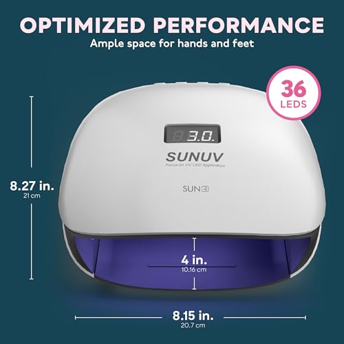 SUNUV SUN4 UV LED Nail Dryer Lamp for Shellac Manicure Gel with 4 Timer, LCD Display, Sensor and Dual Speed Drying (Black)