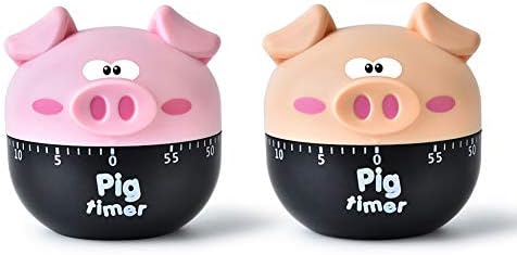 Larkercorery 漫画豚型キッチン調理タイマー キッチン調理タイマー 機械式 目覚まし時計 カウントダウン 豚の年の創造的な贈り物 かわいい 時間指定不可 60分 調理用品 料理 キッチン用 学習 軽量 プレゼント 時間管理 カーキandピンク 操作簡単