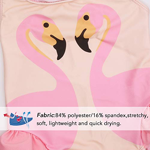Baby Toddler Girl Unicorn Swimsuit-One Piece Swimwear Infant Sunsuits Bathing Suits (Pink Flamingo, 1-2T)