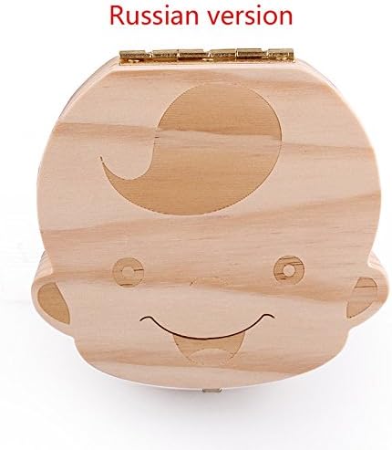 Tooth Box organizer for baby save Milk teeth Wood storage box great gifts 3-6YEARS creative for kids Boy and Girl (Russian, Boy)