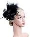 Cizoe Fascinators Hats for Women with Hair Clip Tea Party Hats Feather Wedding Headware Bridal Headpiece(1-Black)