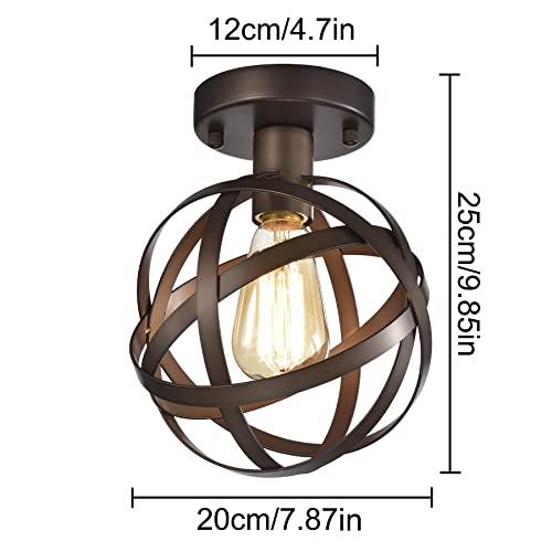 Semi Flush Mount Ceiling Light Bronze Orb Chandelier 1 Light Small
