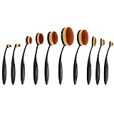 Oval Makeup Brushes Set - AsaVea, 10 Pieces, Soft Fibers, Durable Bendable Handles, Effortlessly Apply Powder Foundation Blusher Shadow, Leaves It Perfectly Smooth, Always Wear Your Perfect Look