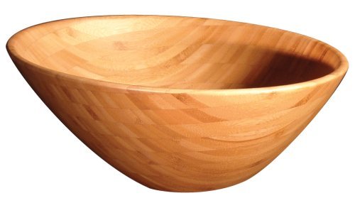 Click Here to See More Images Totally Bamboo High-End Wooden Bowl, 100% Bamboo, Wood Serving Bowl with Weave Pattern, 14†x 14†x 4â€