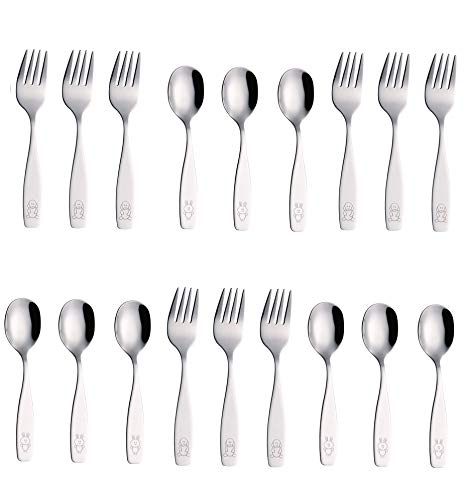 image for Exzact Stainless Steel 18 Pieces Childrens Flatware/Kids Silverware/Cu