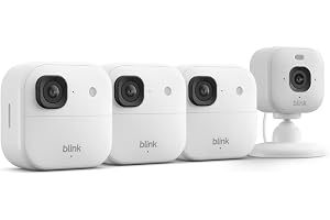 Blink Outdoor 2K+ and Mini 2K+ (newest model) â€” Wireless and plug-in 2K resolution smart security cameras, Sync Module Core included â€” 4 Cameras (White)