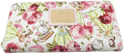 Disney Beauty & The Beast Belle Mrs. Potts Pink Peony Floral Wallet