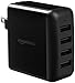 AmazonBasics 40W 4-Port USB-A Wall Charger (2.4 Amp per port) for Phones (iPhone 14/13/12/11/X, Samsung, and more) - Black