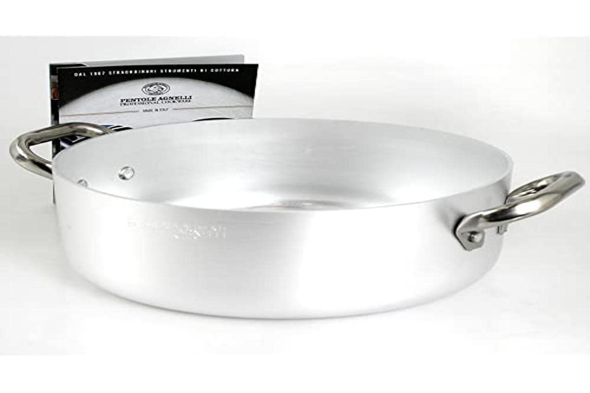 Pentole Agnelli ALMA10642 Professional Aluminum Pans 3 mm, Low Casserole with 2 Handles, 20.8 L