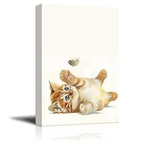 Cute Little Kitty Playing with a Flying Feather