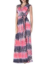 VFSHOW vestido de fiesta de playa informal con mangas de volantes florales estilo bohemio para mujer