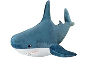 Ryttir 47.2" XXXL Giant Shark Plush Stuffed Animal - Extra Soft & Chubby Stress Relief Pillow, Kids Room Decor, for Women & Teens (Blue Fuzzy Shark)