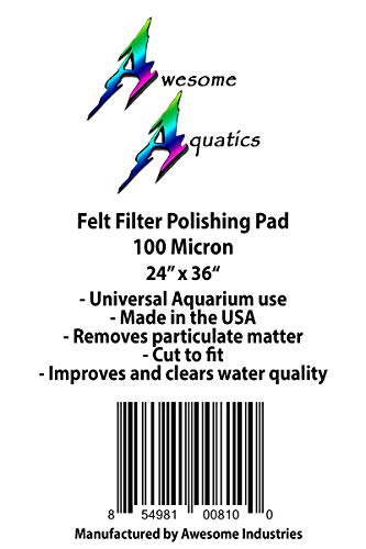 Awesome Aquatics Polishing Felt Filter Pad 100 Micron Bulk 24 " x 36 " Ultimate Aquarium Mechanical Prefilter Filtration Media Fresh or Saltwater Improve Water Quality Clarity Durable and Reusable