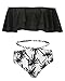 Tempt Me Women Two Piece Swimsuit High Waisted Ruffled Flounce Bikini Black XL