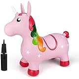 Pink Unicorn Hopper, Horse Hopper, Bouncy Inflatable Animal Ride-on Toy for Children, Boys and Girls, Toddlers (Pump Included)