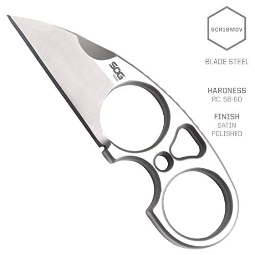 SOG Small Fixed Blade Knives Snarl 2.3 Inch Sheepsfoot Blade, Belt