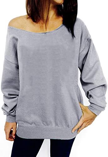 TWKIOUE Women's Sweatshirts Wifey Letter Print Slouchy Pullover Off Shoulder Sweatshirt