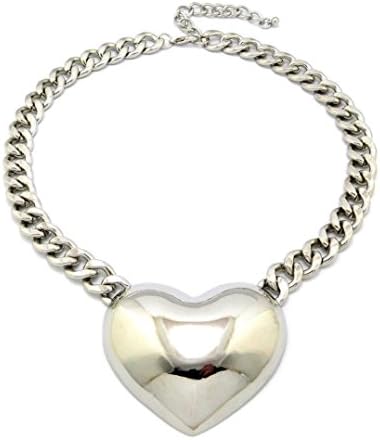 Janestore Fashion Celebrity Style Heart Pendant &amp;12Mm/16" Link Chain Necklace