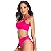 Dixperfect Two Pieces Bikini Sets Swimsuit Sports Style Low Scoop Crop Top High Waisted High Cut Cheeky Bottom (S, Pink)