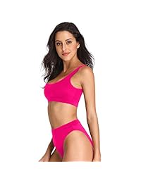 Dixperfect set de bikini de dos piezas para deporte con parte superior con escote bajo y parte inferior de corte alto y diseño atrevido