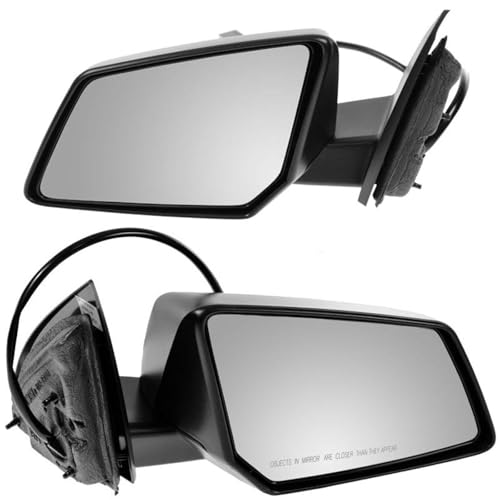 TRQ Driver and Passenger Side Mirror Assembly Set Power Textured Foldaway Compa…