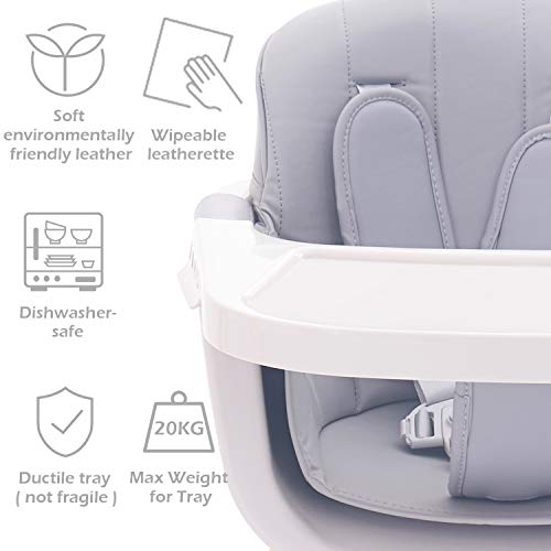 FUNNY SUPPLY 3in1 Convertible Wooden High Chair with Removable Tray