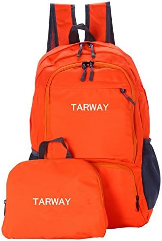 TARWAY Durable Packable Foldable Handy Lightweight Laptop Backpack Waterproof Travel Daypack (orange-35L)