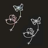 2PCS Sparkling Butterfly and Heart Shaped Flower Self-Adhesive PVC Rainbow Glittery Decal Sticker for Cars, Laptops, Trucks, Motorcycles Wall Window Luggage Scratch Cover Door Decor Sticker