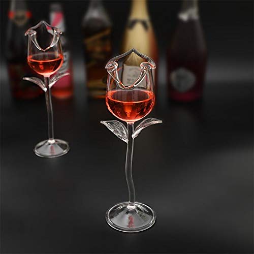 Home+ Whisky gläser, 2ST Fancy Rotwein-Becher-Wein Cocktailgläser 100 ml Rosen-Blumen-Form-Wein-Glas-Partei Barware… – Bild 6