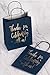 LaRibbons Medium Size Gift Bags - Gold Foil Thanks for celebrating with us Navy Paper Bags with Handles for Wedding, Birthday, Baby Shower, Party Favors - 25 Pack - 8