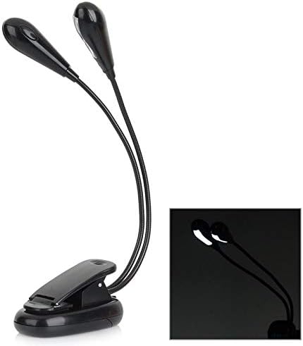 Instakart Flexible Dual Arm Gooseneck Clip on 8 LED Book Reading Light Lamp, Black