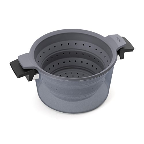 Woll Concept Plus Multi-Function Collapsible Silicone Steamer & Colander Insert, 9-1/2", Gray
