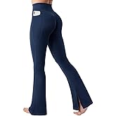 Flamingals Women's Butt Lifting Mini Flared Leggings with Pockets High Waisted Tummy Control Hidden Scrunch 31.5" Yoga Pants