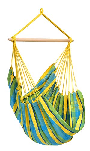 AMAZONAS - XL Hängesessel Brasil | Hängesessel ohne Gestell mit großer Sitzfläche, handgefertigt in Brasilien | Belastbar bis 150 kg; Sitzfläche 1,6m x 1,3m; Stablänge 1,1m | Farbe: Lemon