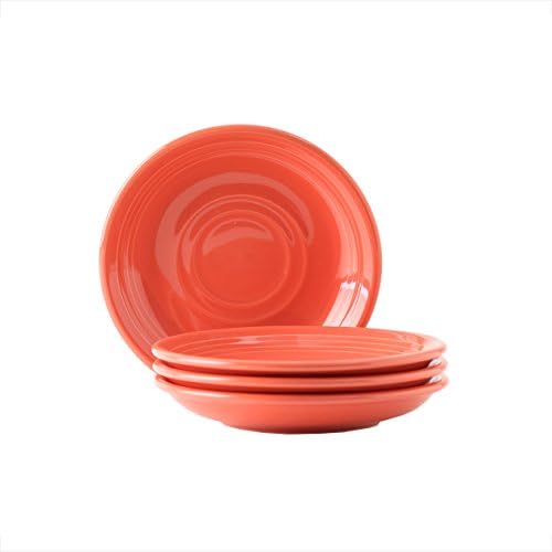Tuxton Home Concentrix Saucer (Set of 4), 6", Cinnebar Orange; Heavy Duty; Chip Resistant; Lead and Cadmium Free; Freezer to Oven Safe up to 500F