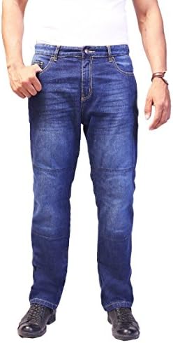 Huxaly Bros HB Men's Bikers Kevlar Jeans - Motorcycle Motorbike Jeans - Kevlar Jeans -40W X 32L