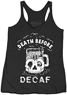 Death Before Decaf Coffee Women's Tri-Blend Racerback Tank M Black